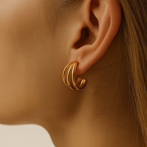 Jewelry - “Hazel” 3-Prong illusion hoop earrings 18k